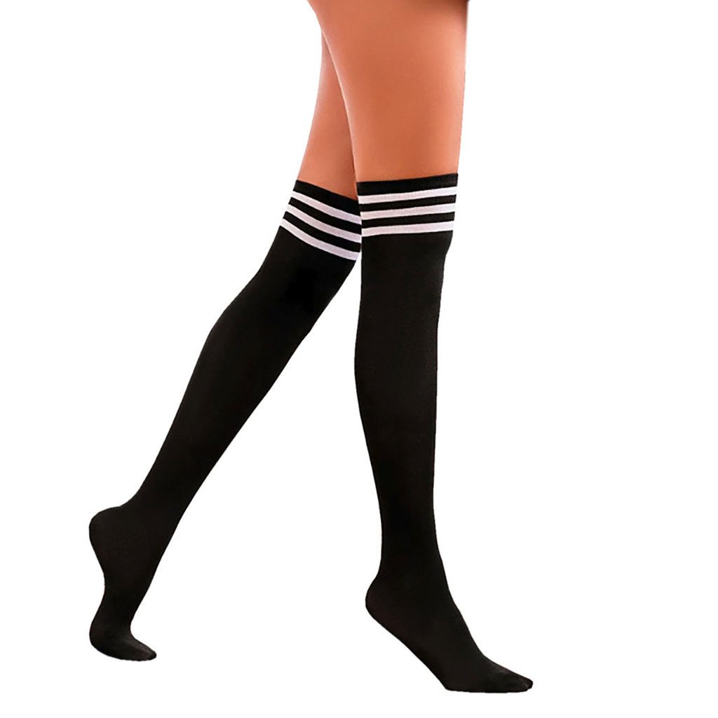 Meia 7/8 Colegial Acima do Joelho – Modelo Cosplay Fantasia com Listras