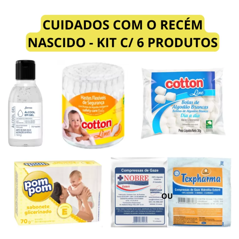 Cuidados Com Bebê Recém Nascido Kit Com 6 Produt