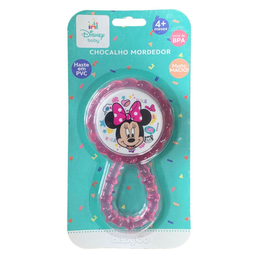 Chocalho Mordedor Para Bebe Macio Flexível Minnie Disney