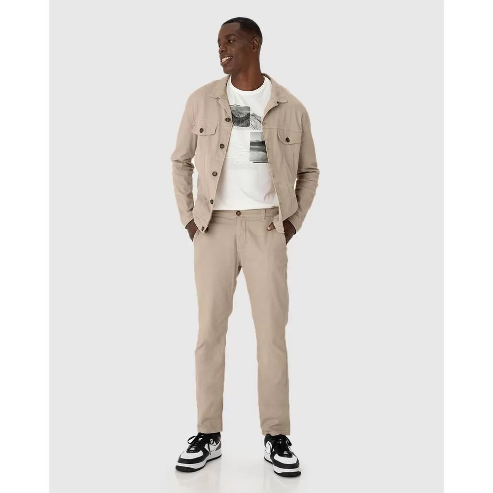 Calça Masculina Chino Em Sarja Com Elastano