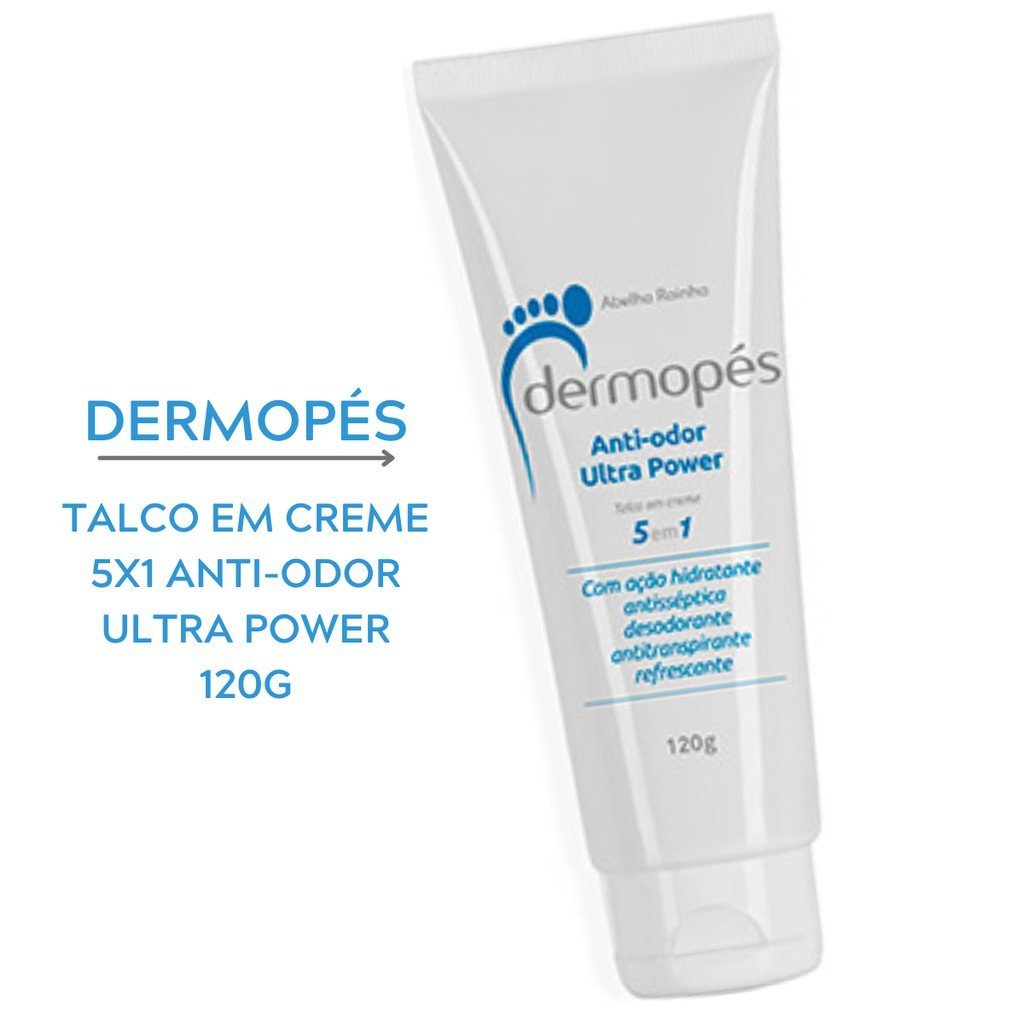 Talco Em Creme Anti Odor Desodorante 5 em 1 Combate Odores Dermopés Abelha Rainha