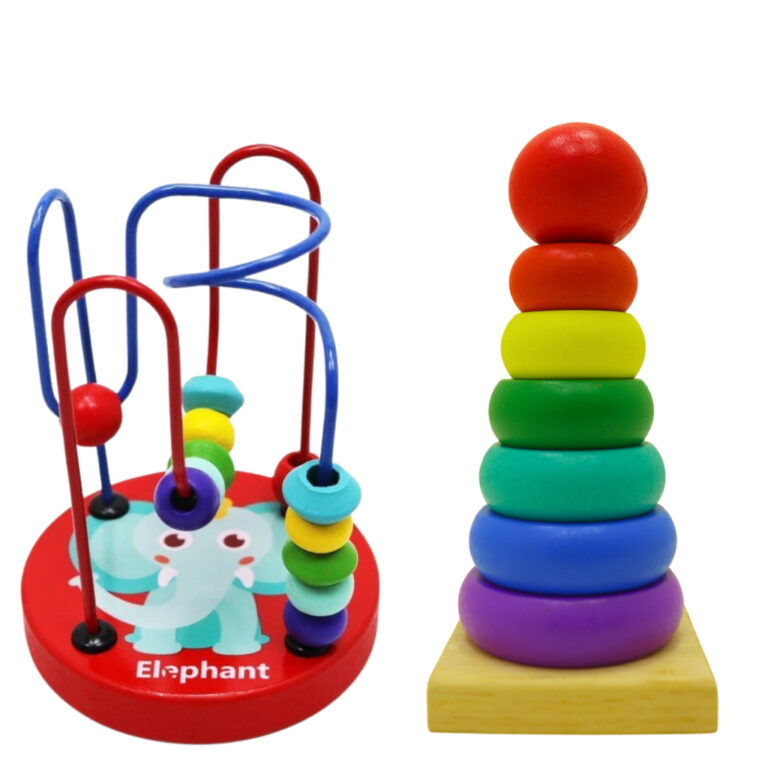 Kit 2 Brinquedos Educativos Montessori Torre Color
