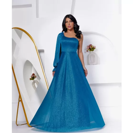 Vestido Feminino Longo de Festa Um Ombro Só Com M