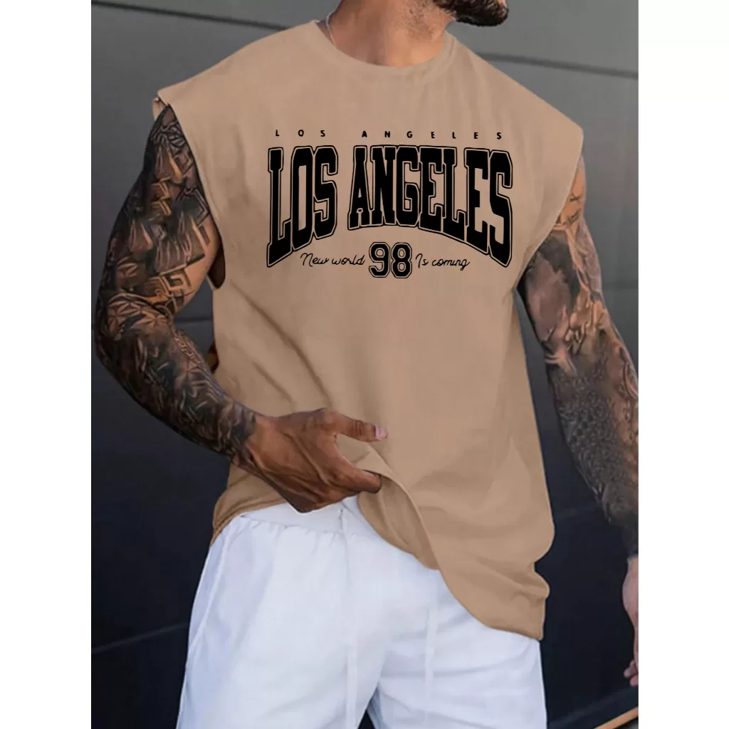 Camiseta Regata Oversized Masculina Los Angeles 98 academia Modelagem Grande Treino Estilosa Passeio