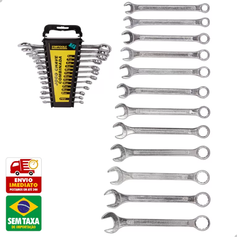 Jogo Chaves de Fixa Combinada ou Fixa 6 a 22mm 12 