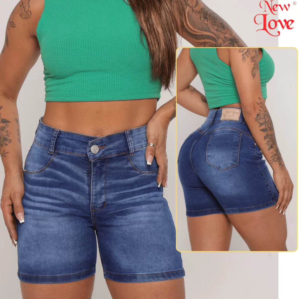 Short Jeans Feminino Meia Coxa Bermuda Ciclista Elastano Casual Confortável