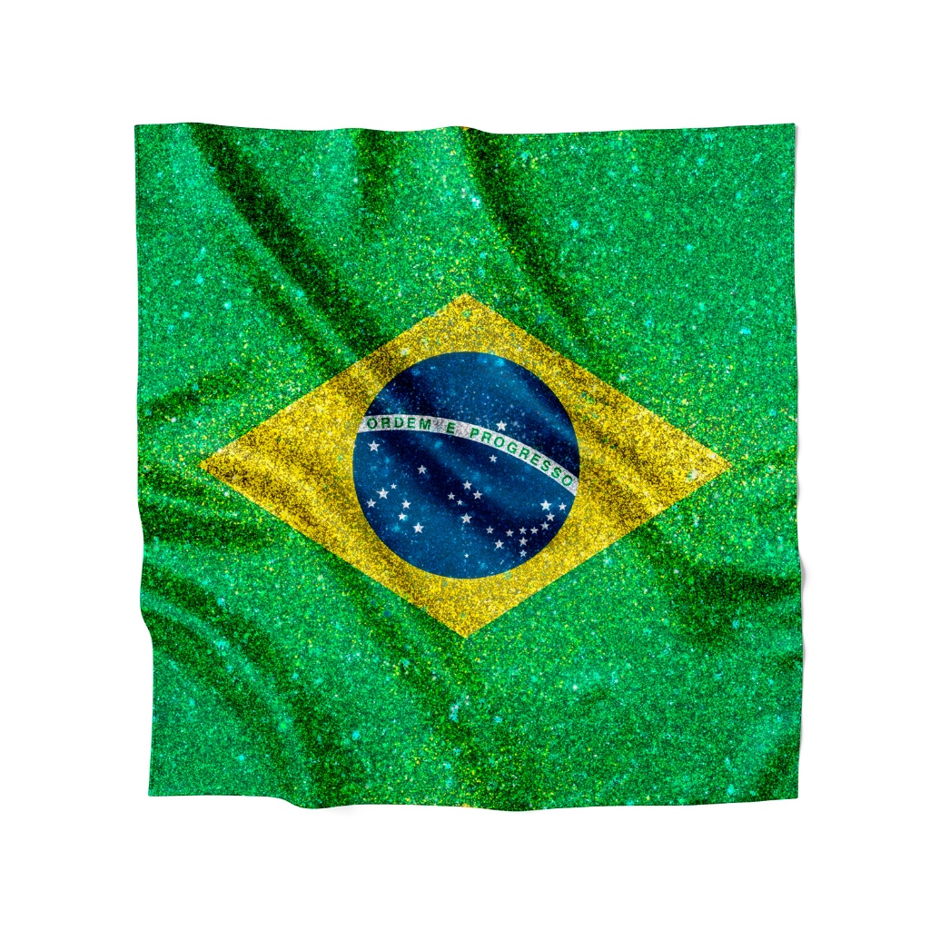 Lenço de Cetim 90x90cm Várias Amarrações Tendência Fashion Estampas Bandeira Brasil Copa