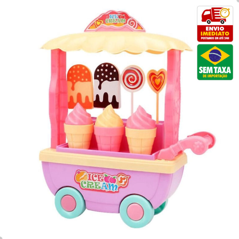 Carrinho de Sorvete Doces Brinquedo Plástico Pres