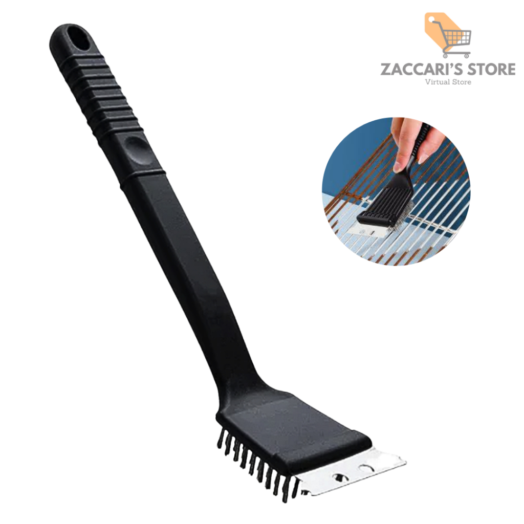 Escova Limpa Grelha De Churrasqueira E Chapa Espátula Cerdas De Aço