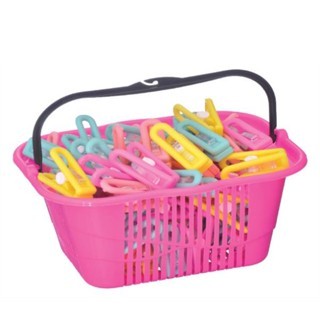 Cesta Plástica P/ Prendedor de Roupas com Alça  
