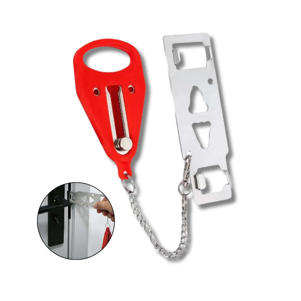 Trava de Porta Portátil de Segurança  Anti-Invasão p/ Casa, Viagem, Hotel, Quarto