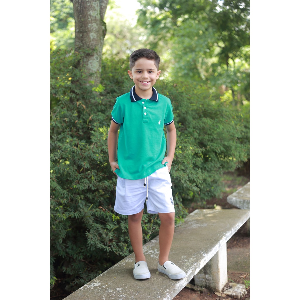 Camisa Polo ou Body Infantil Verde Jade