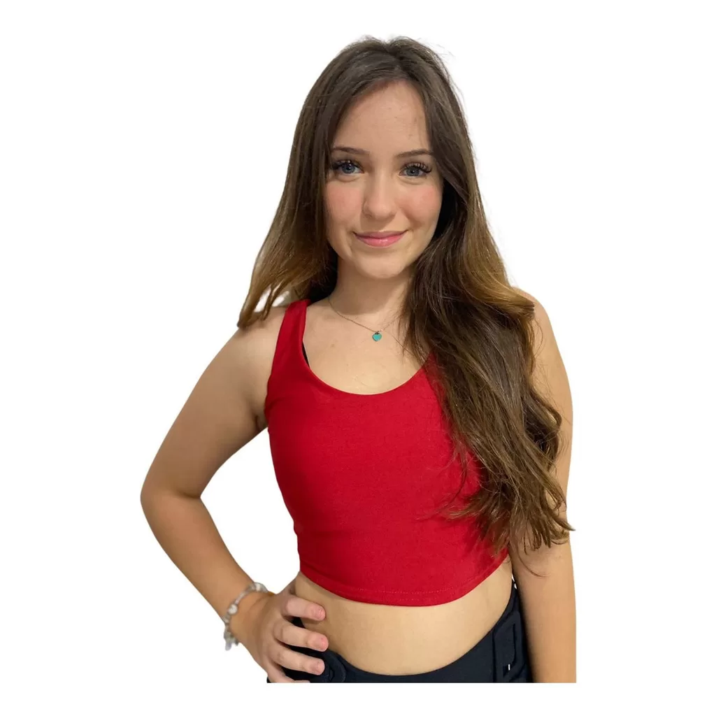 Cropped Regata Alça Grossinha Feminino Suplex Sem Bojo