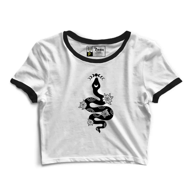 Cropped Blusa Blusinha As Braba Cobra Lua Branco V