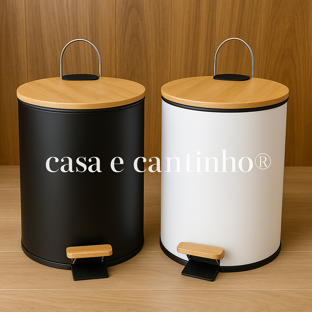 Lixeira para Casa Banheiro Cozinha Grande em Inox ou Metal  Com e Pedal Decorativa Multiuso