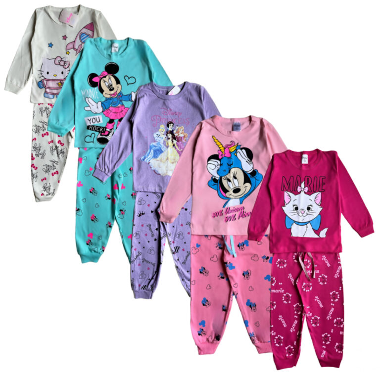 Kit 4 peças pijama menina 2 blusas e 2 calças lo