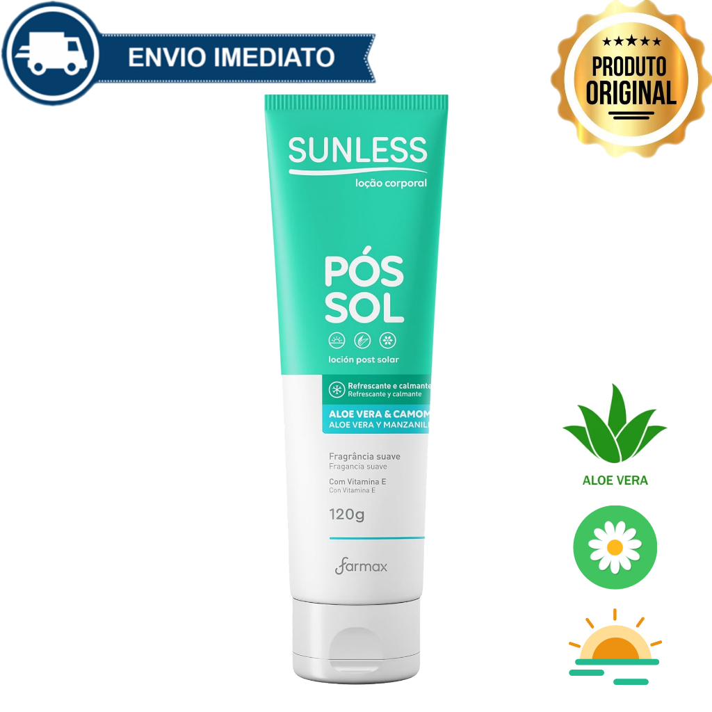 Kit Pós Sol com Aloe Vera e Camomila 120g Sunless Alívio e Hidratação Envio Imediato