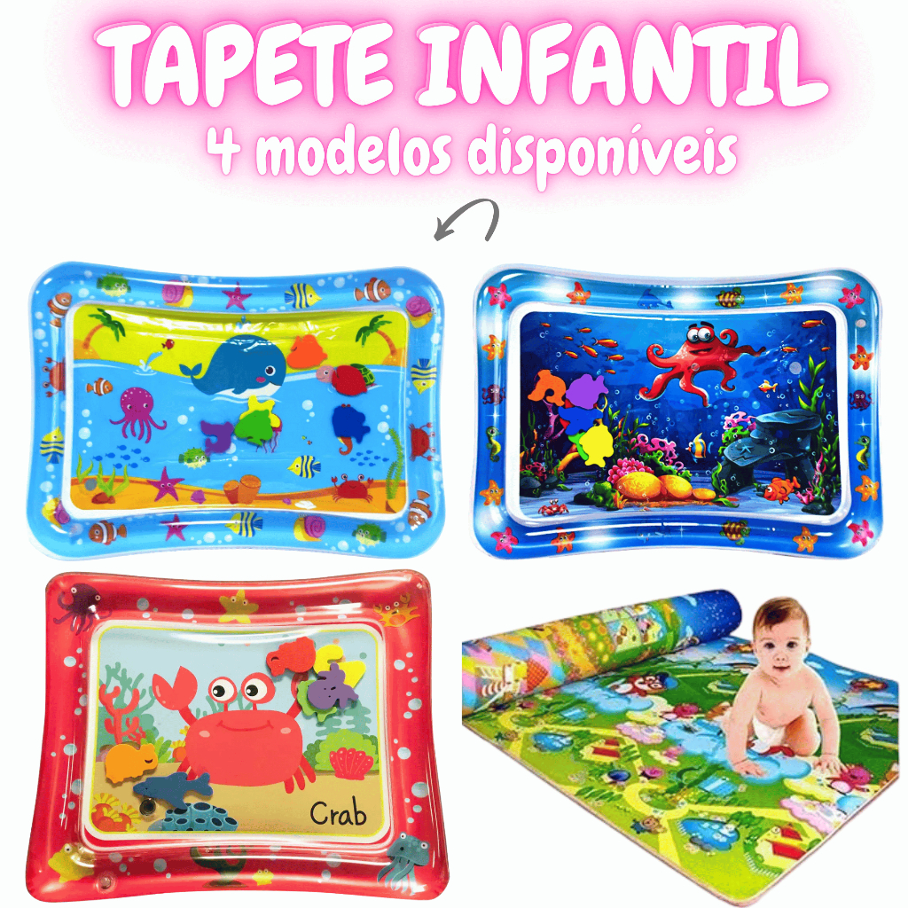 Tapete Termico Infantil Sensorial Bebê Inflável Brinquedo Aquático com Animais Flutuantes