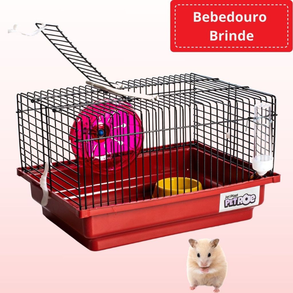 Gaiola Hamster Roedor Brasileirinha Black Compacta Multifuncional Com Rodinha Comedouro Bebedouro