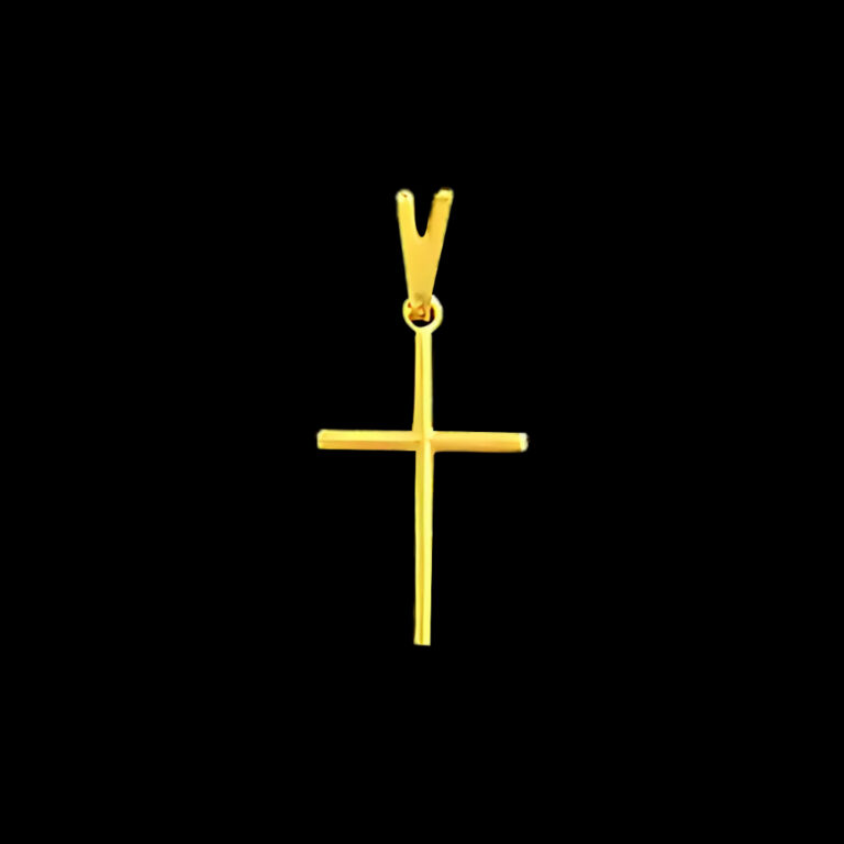 Pingente Cruz Fina Crucifixo Liso Banhado Ouro 18k
