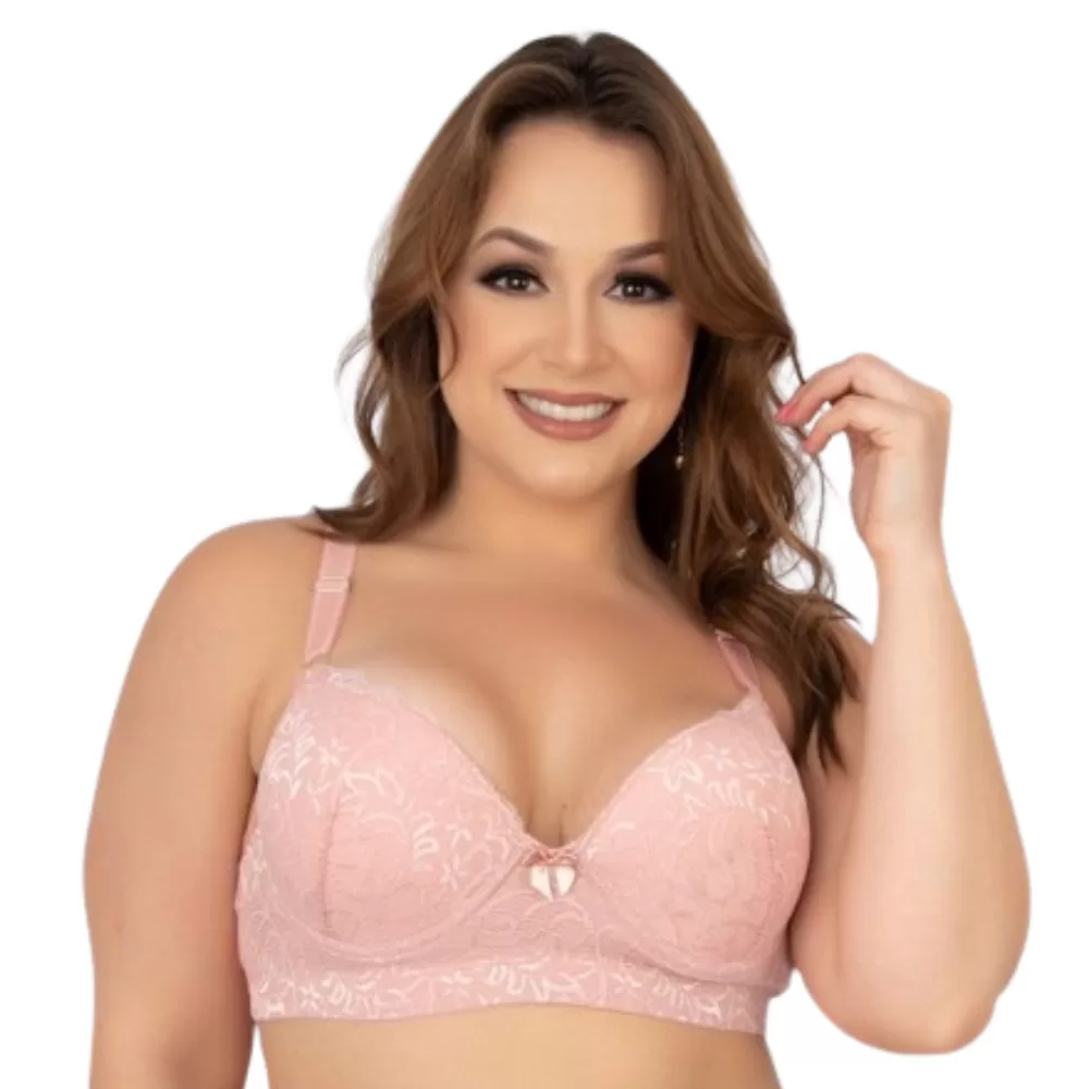 Kit 2 Sutiã Plus Size Reforçado Alça Grossa Com Bojo Sustentação De Renda Com Aro