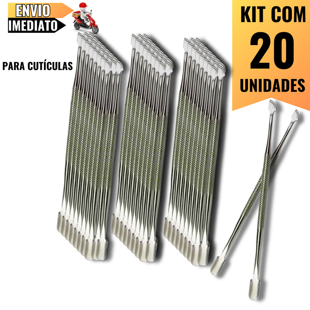 Kit 20 Extratores de Cutícula 12,4cm  Alta Eficiência e Qualidade Superior para Cuidados Profissiona