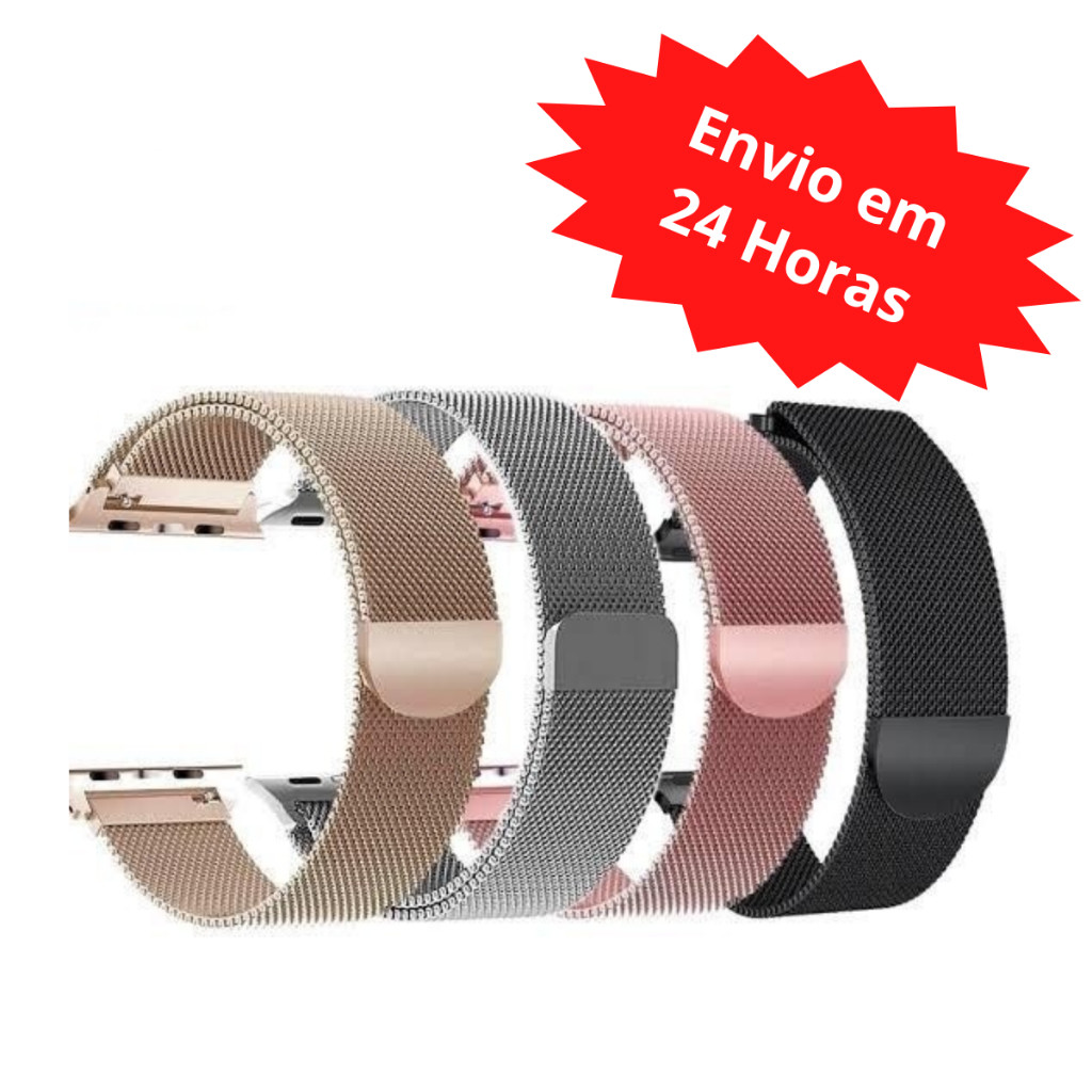 Pulseira Metal Milanese Magnética Relógio Smartwatch Apple Watch 38mm 40mm 41mm 42mm 44mm 45mm 49mm
