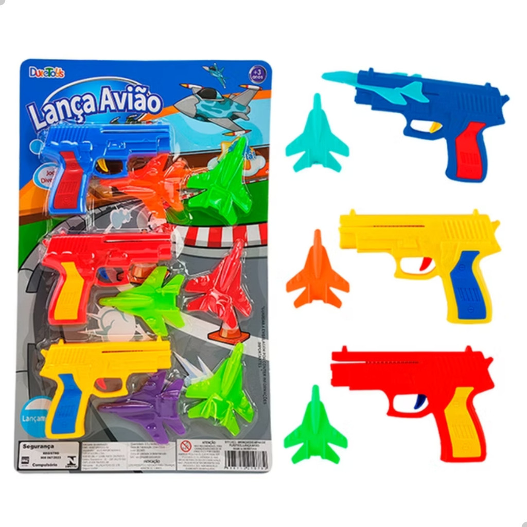 Arminha Lança Avião Kit 9 Peças Lançadores e Aviões Brinquedo DuteToys DTY1401