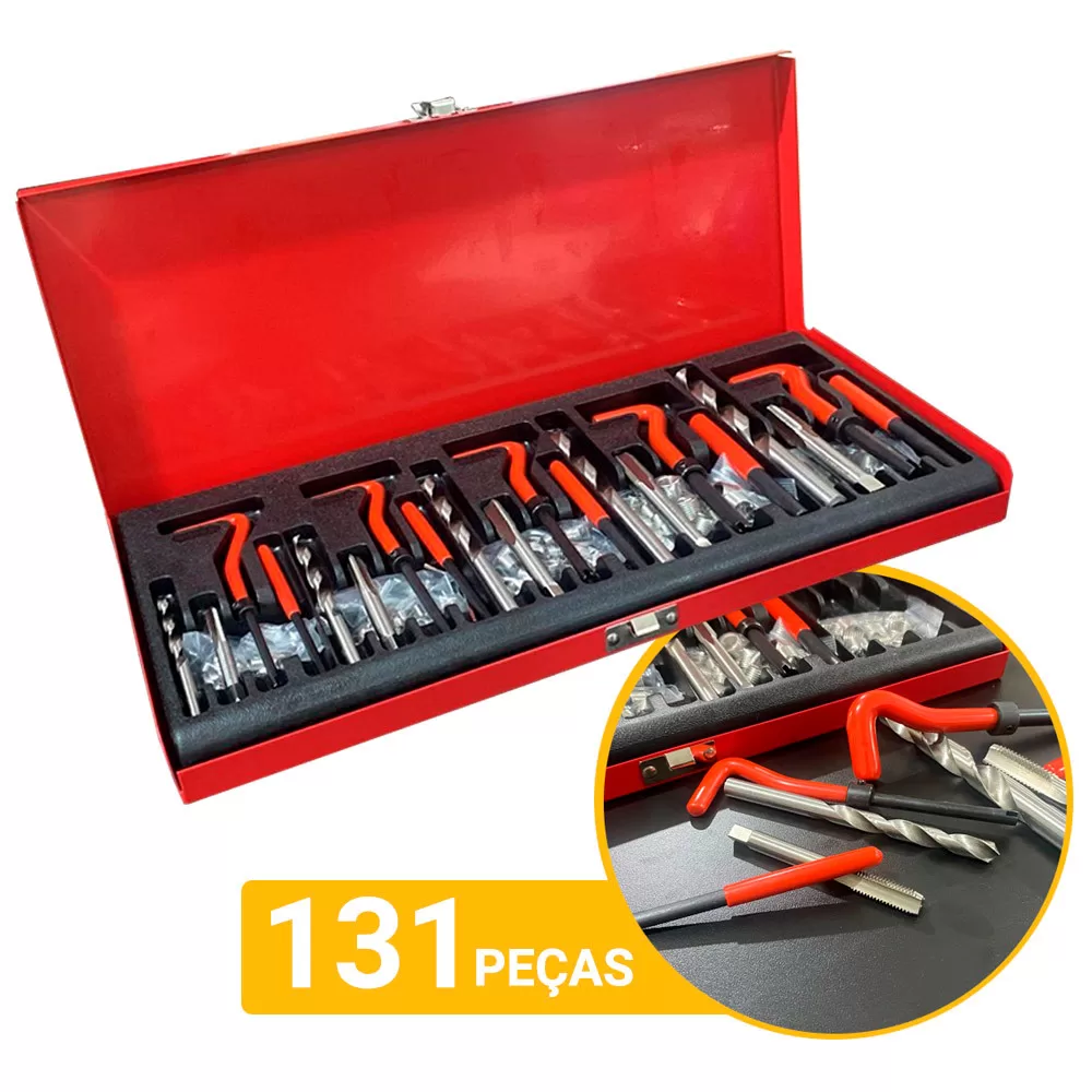 Kit Jogo Chave Helicoil Reparo Rosca Postiça M5-M12 131 Pçs