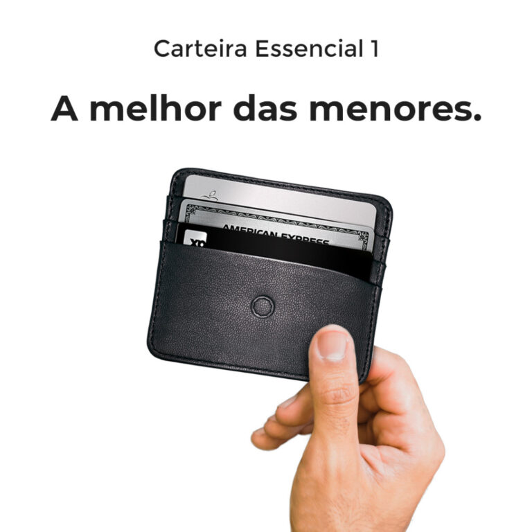 Carteira de couro Legítimo slim 6 cartões e CNH 