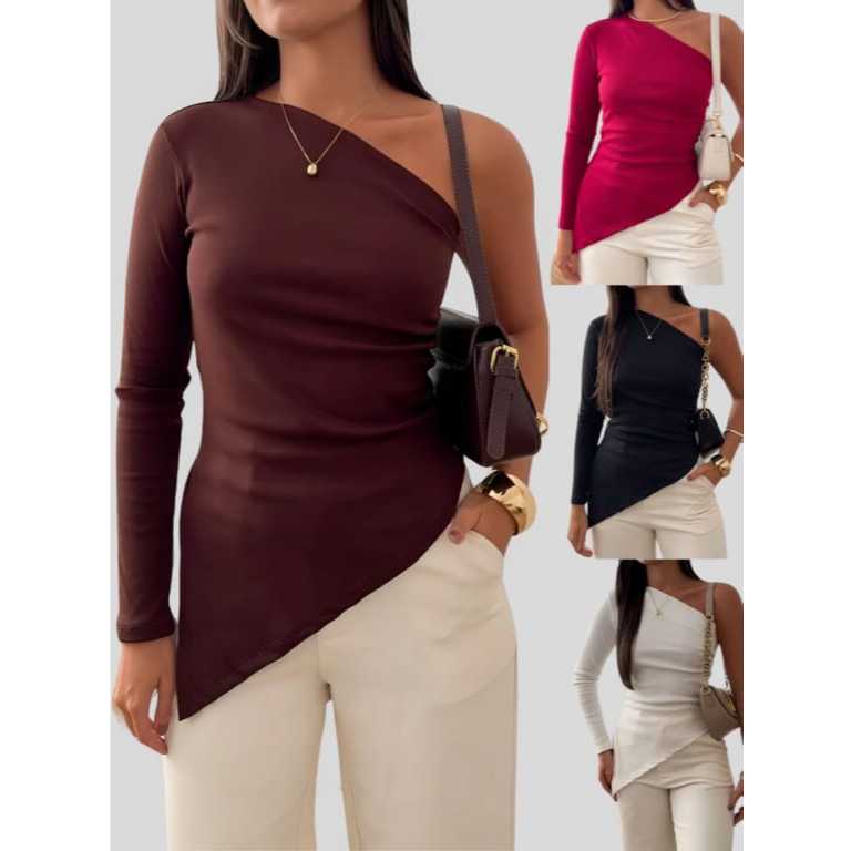 Blusa Feminina Assimetrica Mula Manca Outono Blusi