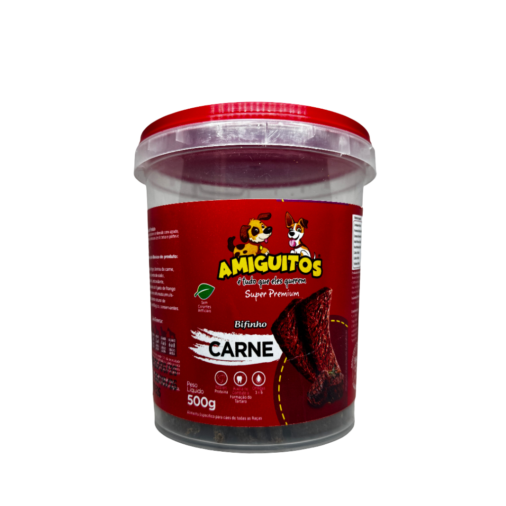 Pote Bifinho Amiguitos 500g Petisco Super Premium Cães Petisco Pet dog
