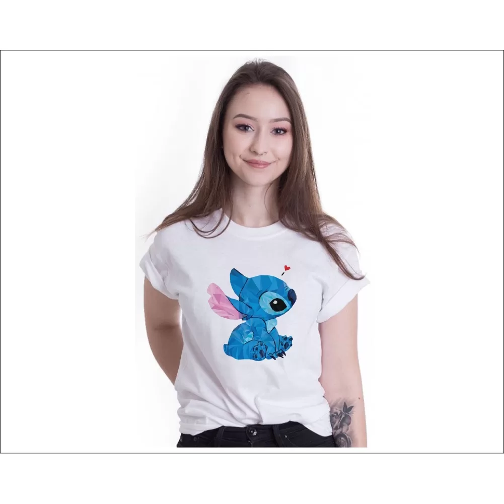 Camisa Personalizada Blusa Estampada Lilo Stitch Ótimo Acabamento E Durabilidade Anti-pilling 100% P
