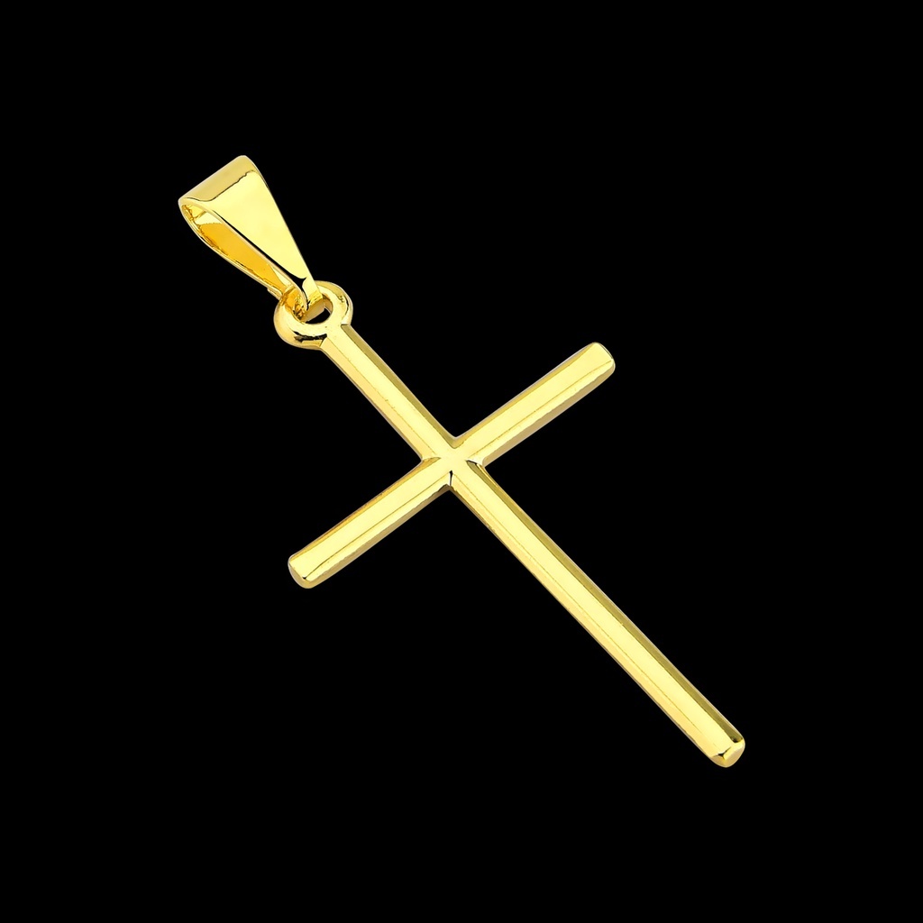 Pingente Masculino De Crucifixo Agulha Banhado a Ouro 24k Pingente De Cruz Palito