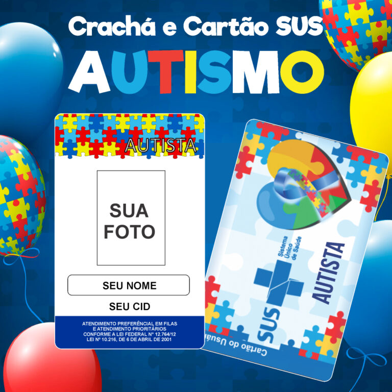 Crachá Ou Cartão Sus Do Autista Pvc Personalizad