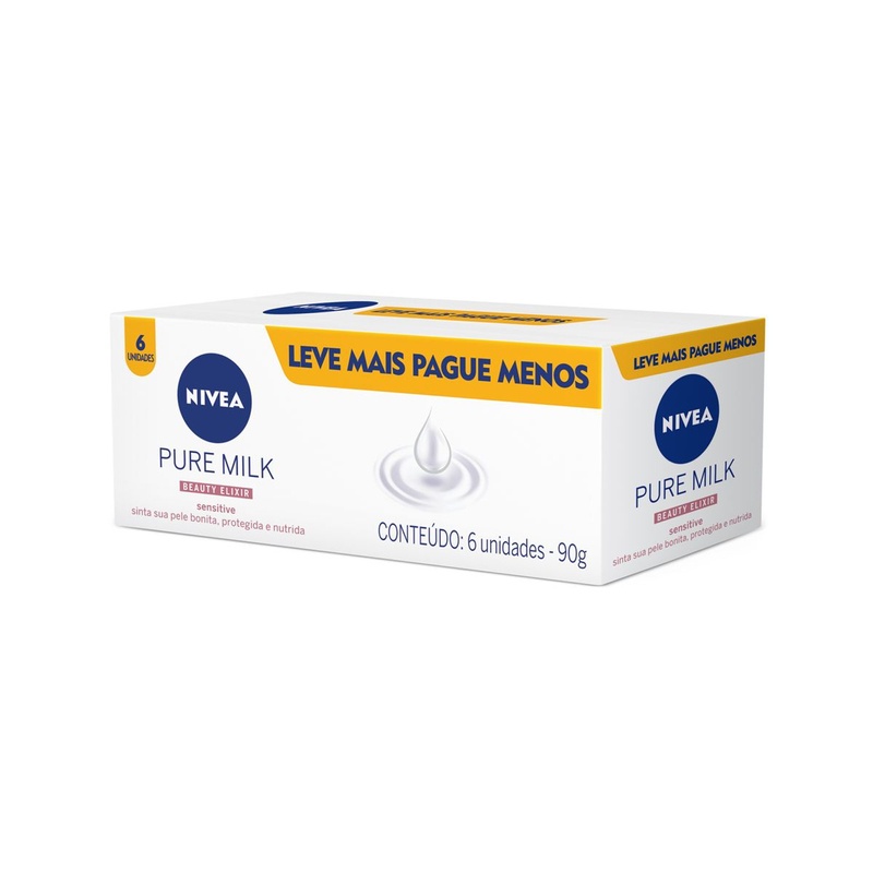 Kit NIVEA Sabonete em Barra Pure Milk Sensitive 90g (6 unidades)
