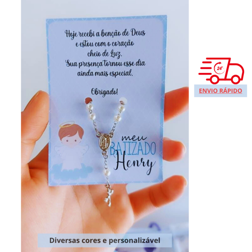 40 Unid Cartões Lembrancinha de Batizado Crisma Eucaristia para Mini Terço Batismo