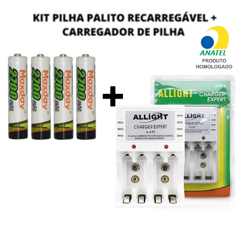 KIT PILHA PALITO RECARREGÁVEL FLEX AAA 2700 MAH +