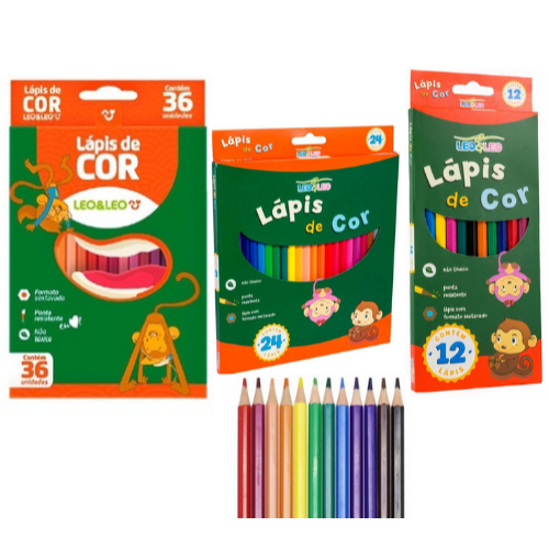 Lápis de Cor Caixa com 12 24 36 Cores Escolar Sex