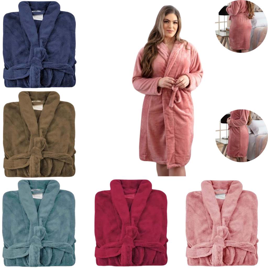 Roupão Feminino Plush Adulto Microfibra Macio Corttex