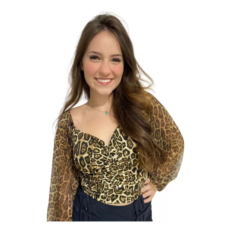 Cropped manga tule princesa com bojo fashion femin