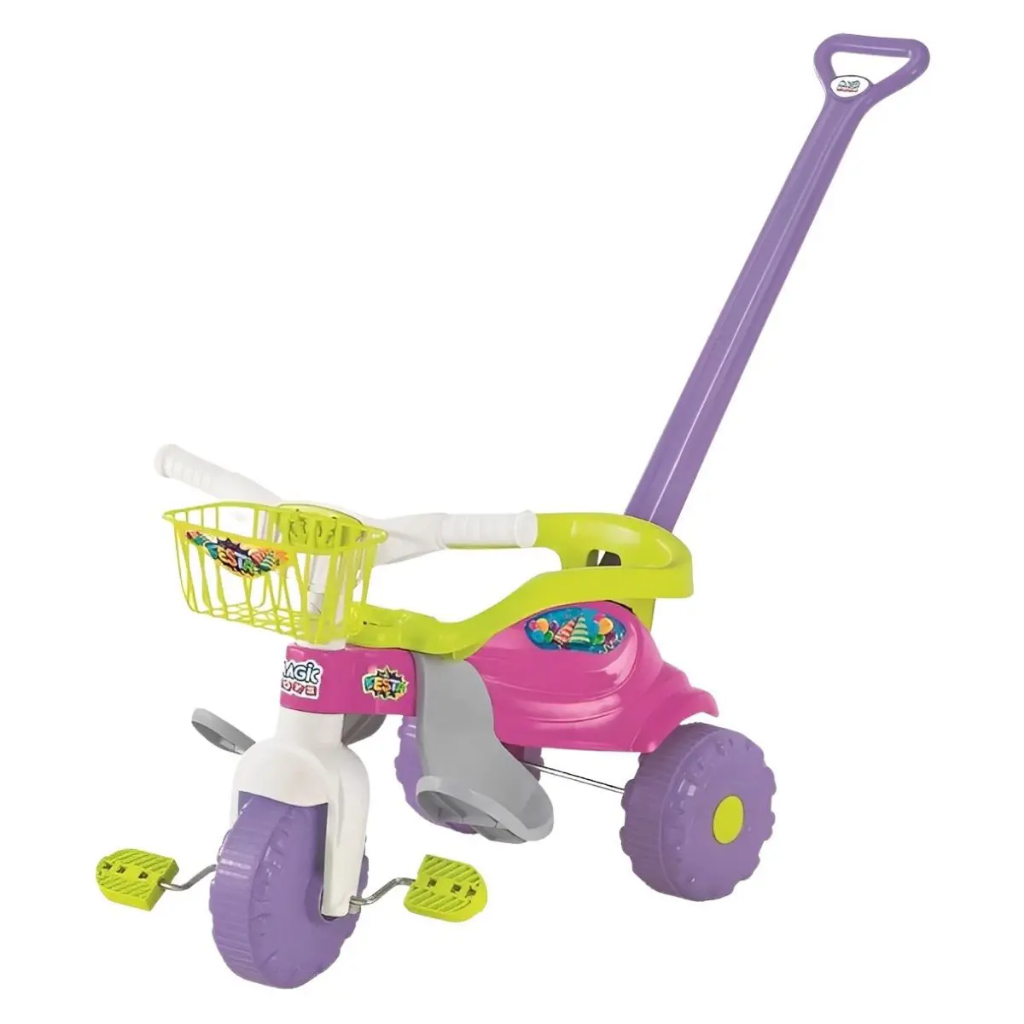 Carrinho de Passeio Triciclo Motoca Infantil Tico-Tico Festa Rosa Com Aro – Magic Toys