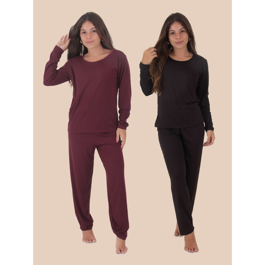 KIT 2 Pijamas Thayla Manga Longa Felpado Outono Inverno