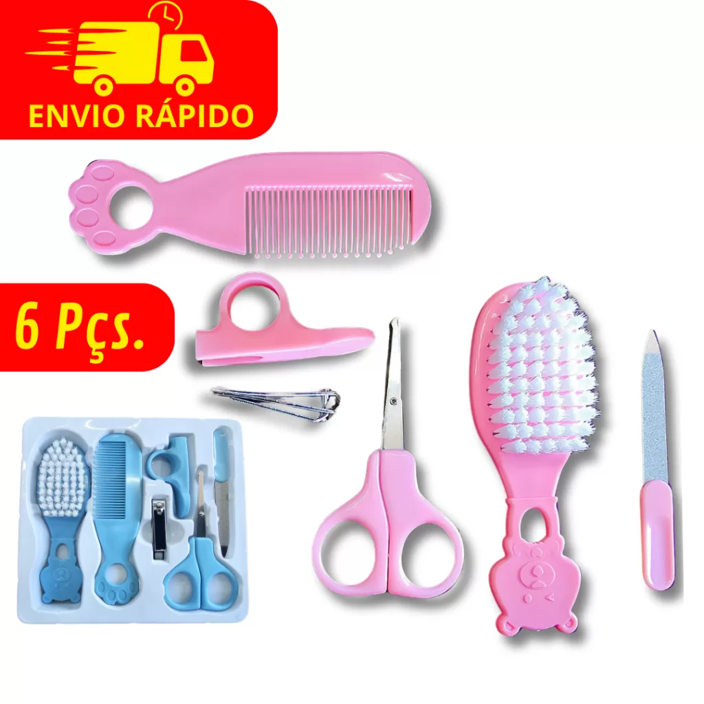 Kit Infantil Baby 6 Peças De Higiene Infantil Para Bebês Escova de Cabelo Trim Lixa e Cortador de Un
