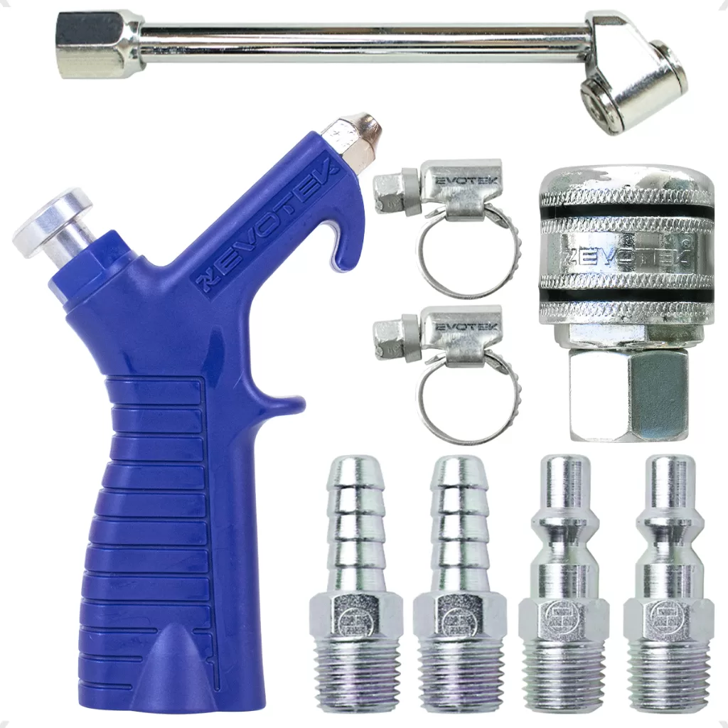 Kit Bico Passar Ar e Encher Pneu Com Engate Rápido Pino Macho e Espigão Rosca 1/4 Para Compressor