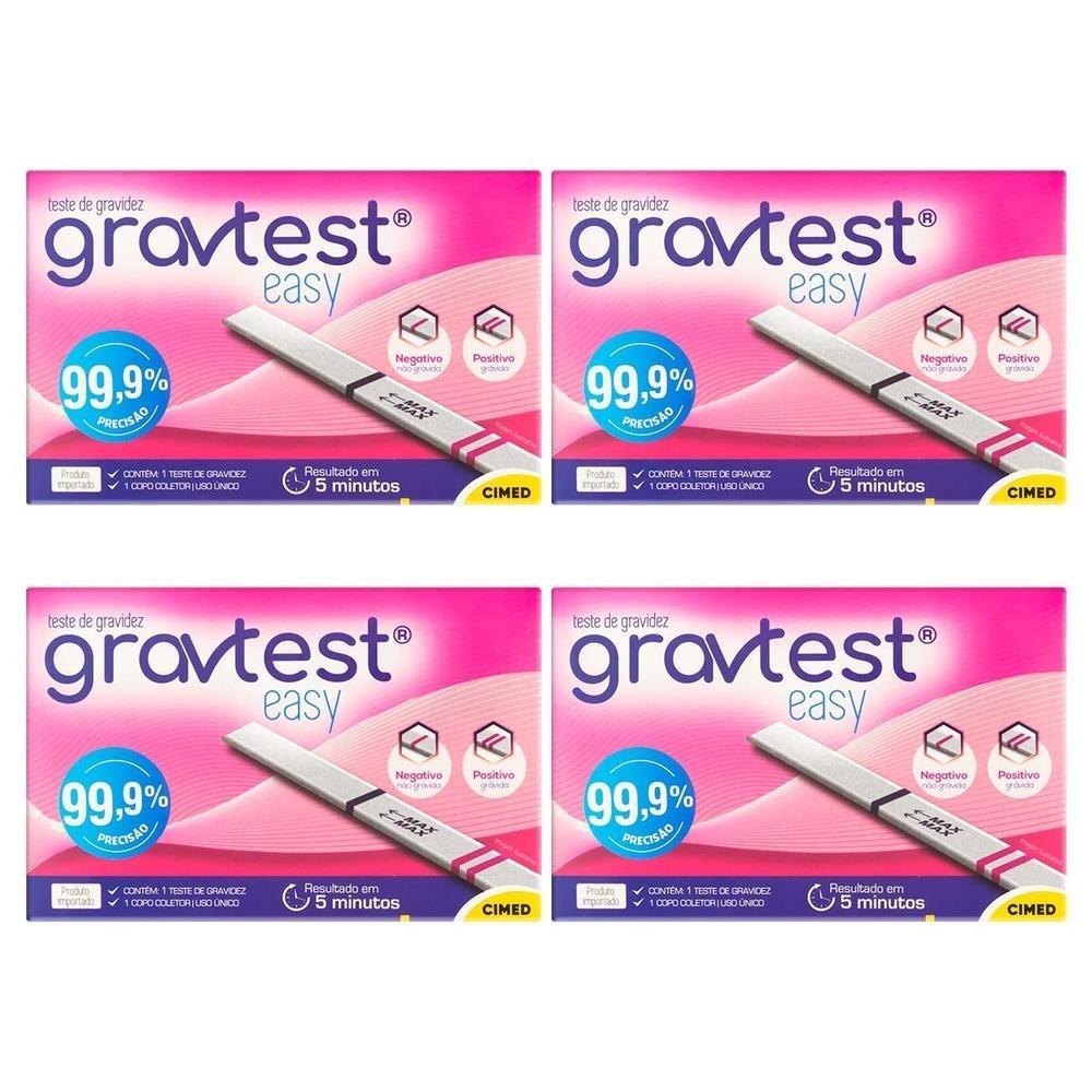 Kit 4 unidades Teste de Gravidez em Tira Gravtest Easy