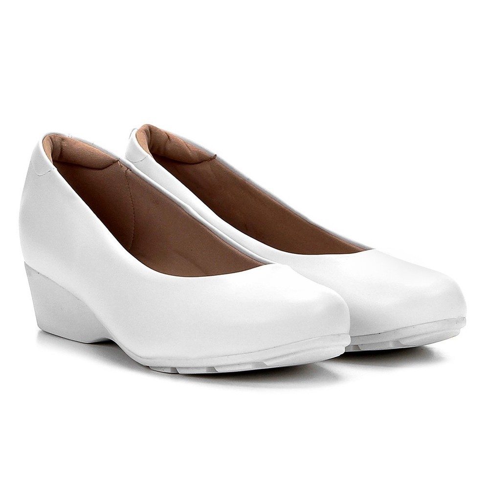 Scarpin Anabela Modare Salto Baixo Bico Redondo – Branco
