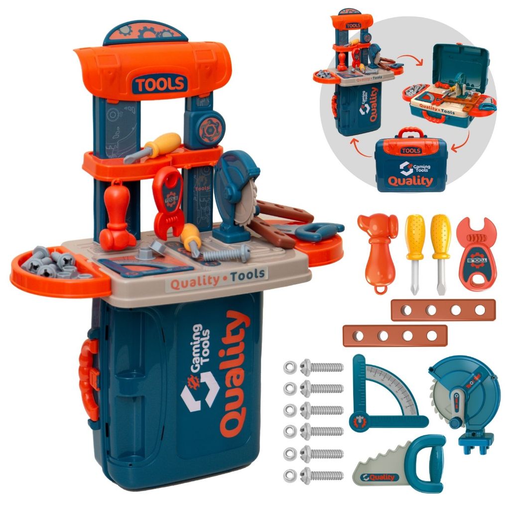 Maleta de Ferramentas Infantil 3 em 1 Multi Montagens Brinquedo Faz de Conta