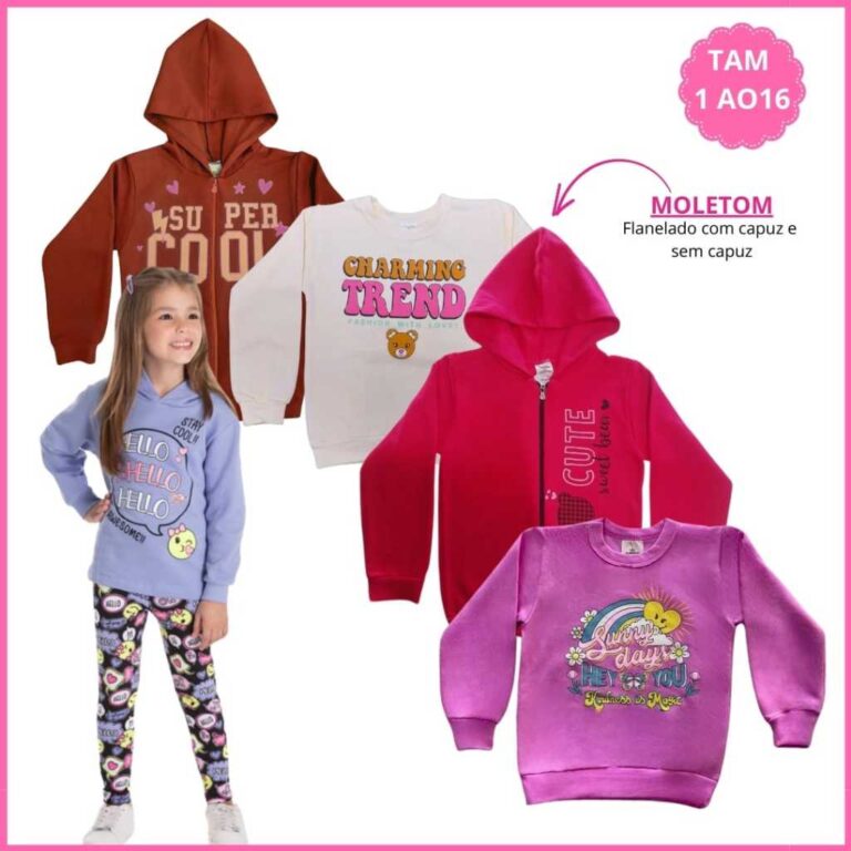 Kit 2  Blusa de Moletom Infantil Menina Juvenil  F