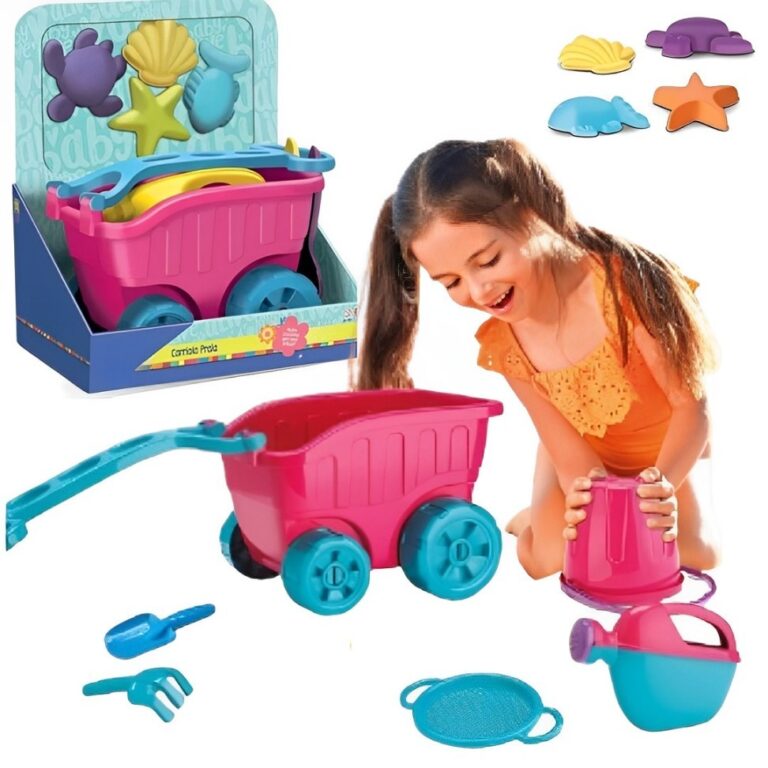 Brinquedo Carriola Rosa Pink Praia Com Acessórios